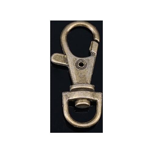 39*13mm Antique Bronze Plated Metal Trigger Snap Lobster Claws Swivel Hardware Hook Clasp Sewing for Bag Key Ring 100pc/K384