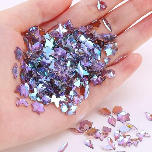50pcs Nail Shaped Drill Rhinestones Parts Crystal Drop Rhombus Arrow Colorful Flatback Stones 3D Gems Nails Art Decoration