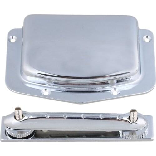 88.5/90x59.5mm Silver Adjustable Archtop Tailpiece Bridge & Cover Plate for 6 String Electric Guitar