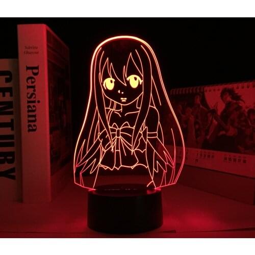 Anime Fairy Tail Wendy Marvell Figure 3D LED Night Light Lamp for Dorm Deco Girls Bedoom Decor Usb Battery Powered Nightlight