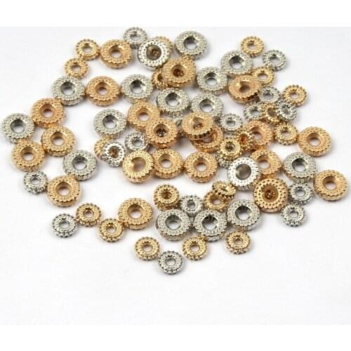 200pcs/lot Gold Rhodium CCB Plastic Charm Bracelet Beads Wheel Loose Spacer Beads For Jewelry Making Findings DIY Accessories