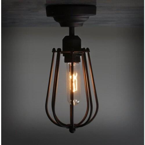Black vintage industrial pendant light nordic retro lights iron lampshade loft edison lamp metal cage dining room Countryside