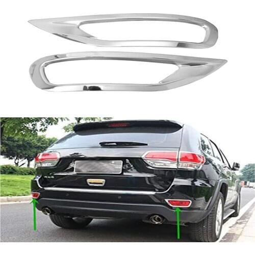 For Jeep Grand Cherokee 2011-20191 Pair Chrome Rear Fog Lamp Lampshade Trim Reflector Bumper Frame Border Surround Protection