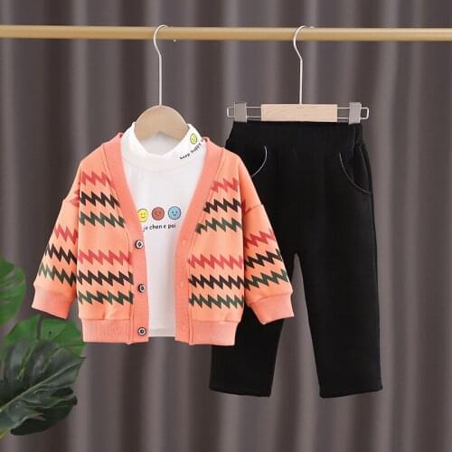 Children Clothing Suit Boys Autumn And Winter Suit Boys Plus Fleece Sweater + Open Lining + Pants 3pcs Winter Clothes For Girls