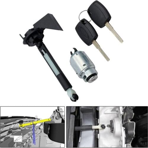 Bonnet Hood Release Lock Set for Ford Focus MK2 2004-2012 (10.23 Inch) 1343577 Auto Repair Kit Assembly