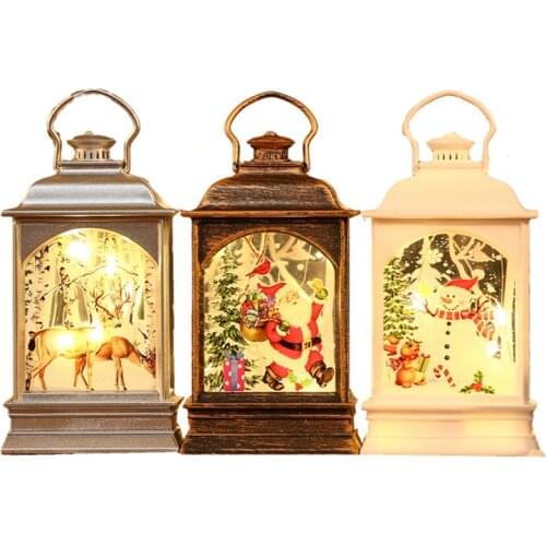 Retro Oil lamps Christmas Ornaments Hanging Pendant LED Light Santa Claus Decorations For Home Tree Decor Kids Gift Crafts