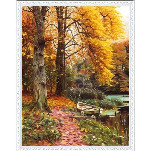 Golden panno,Needlework,Embroidery,DIY Landscape Painting,Cross stitch,kits,14ct Autumn Cross-stitch,Sets For Embroidery17