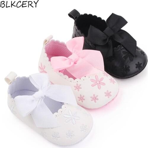 New Brand Newborn Baby Shoes for Girl Toddler Summer Shoes with Bows Infant Princess Leather Flats 1 Year Old Footwear Doll Gift