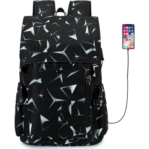 2021 New Heat Transfer Backpack Mens Middle and High School Schoolbag Cross Border Printing Anti Splash Computer Backpack USB