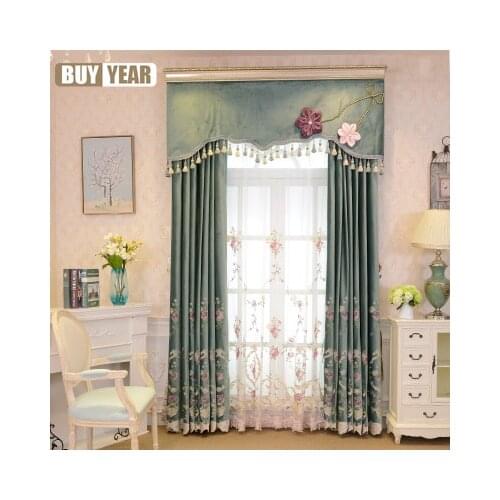 New High-end Dutch Flannel European-style Embroidered Curtains Modern Style Living Room Bedroom Finished Curtain Customization