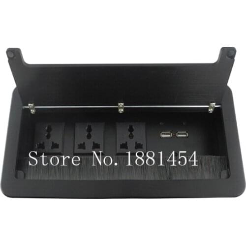 New 3*universal power with dual USB charging Black Brush Cable Cubby 50 PCS/SET