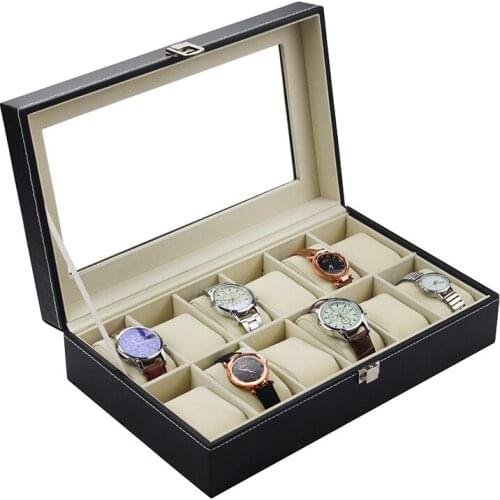 Wholesale 12 Watch Box Wooden Storage Box Display Gift Box Leather Watch Box Factory Wholesale Jewlery Organizer Jewlery Box