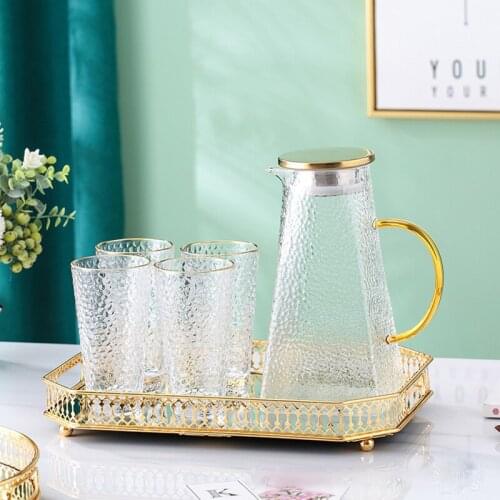 Retro Style Golden Iron Delicate Glass Mirror Base Tray Bedroom Desktop Jewelry Cosmetic Storage Tray