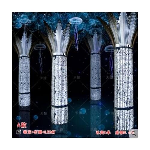 Wedding props iron stereoscopic luminous arch bag column hotel wedding hall stage layout decoration