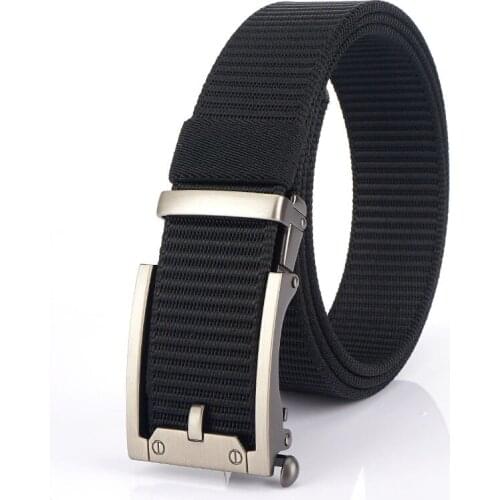 Mens casual canvas belt smooth automatic buckle simple wild business belt thickened woven belt Korean version tide