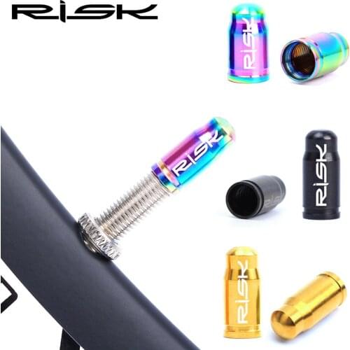 RISK Lightweight Titanium Alloy Mountain Road Bike Bicycle Tire Presta Schrader Valve Cap Air Nozzle Dust Cover 2pcs/box