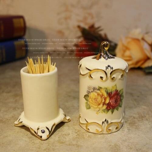 Luxury European toothpick tube fashion creative portable toothpick box cotton label box gold ornament antique jewelry box