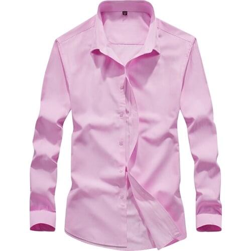 Casual Men Long Sleeve Shirt Mens Solid Color Business Office Formal Men Dress Shirt Plus Size 5XL Male Shirts Chemise MY185