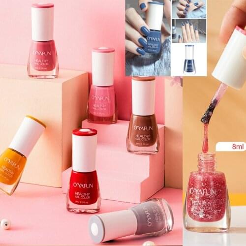 8ML Manicure Nail Art Tearable Quick Dry Normal Without Lamp Nail Polish Glitter Sequins Uv Varnish Matte Watercolor Drops Nails