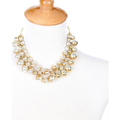 Uer 2018 New Simulated Pearls Magnetic Clasp Maxi Big Necklace Wholesale Jewelry Fashion Choker Necklace xl01071a