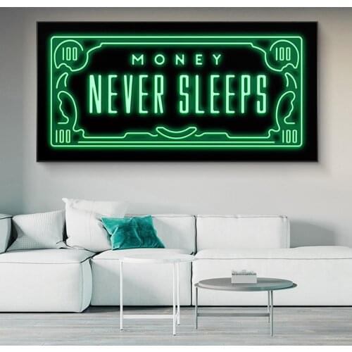 Inspirational Green Fluorescent Letters Art Posters and Prints Canvas Painting Print Wall Art for Living Room Home Decor