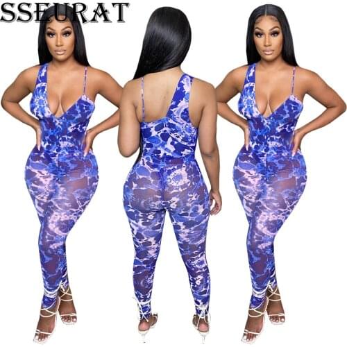 SSEURAT Women Set Print Sleeveless Crop Tops Pants Two 2 Piece Sets Sexy Fashion Outfits Summer Streetwear 2021