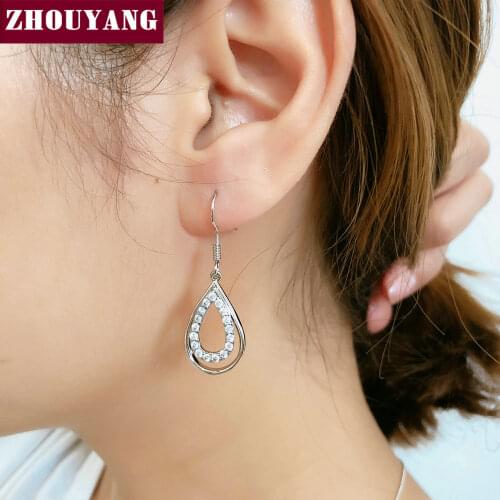 ZHOUYANG Wedding Earrings For Women Korean Style Waterdrop Micro-inclosed Cubic Zirconia Wholesale Jewelry Gift KC151 KC152