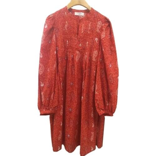 2021isb new calico front and back toothpick pleated loose dress wholesale