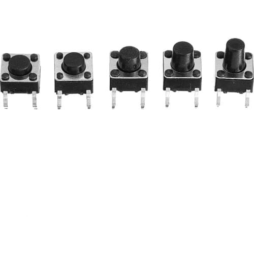 50pcs 6X6X5/4.3/5.5/6/7/8/9/10/13MM Tact Switch Push Button Switch 12V 4PIN DIP Micro Switch Momentary Tact Tactile Push Button