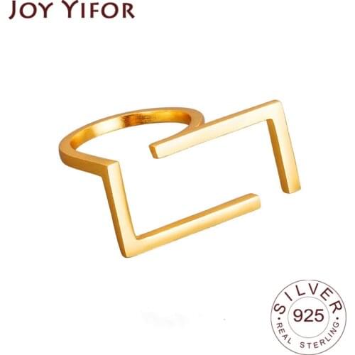 925 Sterling Silver Rings For Women New Design Vintage Rectangle Hollow Distressed Opening Handmade Ring Fashion Fine Jewelry