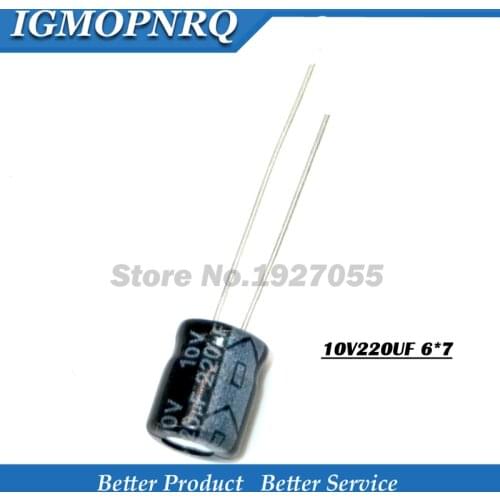 50PCS 10V220UF 6*7mm 220UF 10V 6*7 Aluminum electrolytic capacitor new