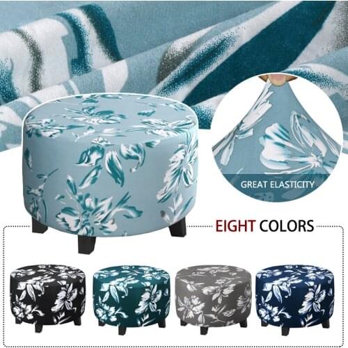 Ottoman Flower Printed Stool Cover Furniture Protector Covers Jacquard Elastic Round Home Decoration Slipcover Chair Covers