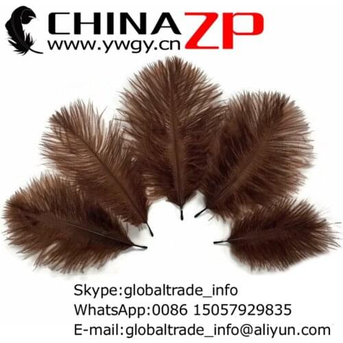 CHINAZP Factory 15-20cm(6-8inch) 500pcs/lot Cheap Wholesale Dyed Brown Ostrich Confetti Feathers