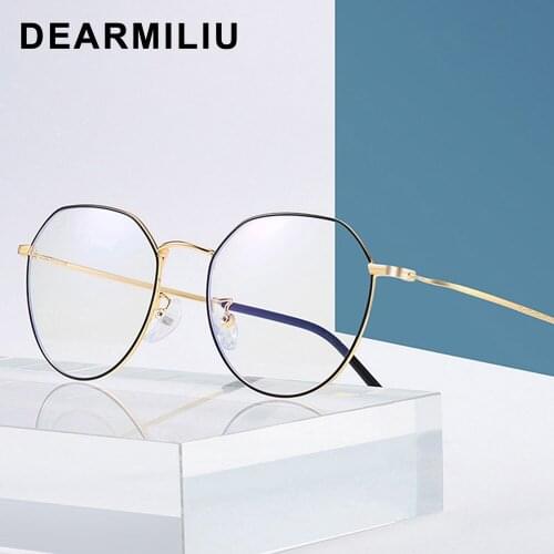 DEARMILIU Round Rose Gold Frame Anti Blue Light Blocking Glasses led Reading Radiation-resistant Glasses Computer Gaming Eyewear