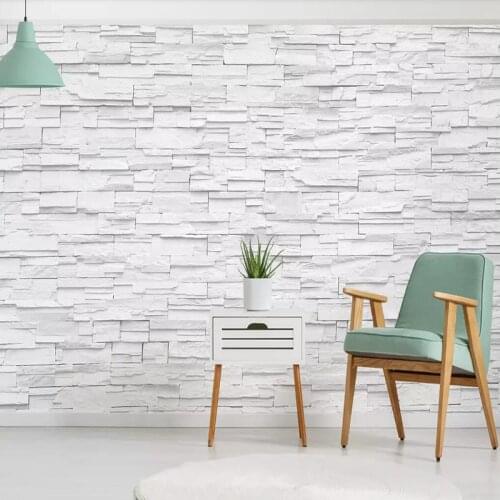 Decorative wallpaper 3D solid brick wall grey abstract white Nordic background wall