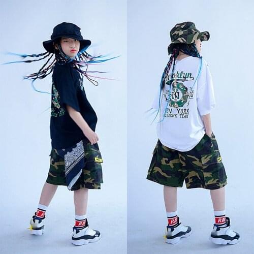 ChildrenS Day Hip Hop Camouflage Suit Summer Boys And Girls Jazz Street Dance Wear Performance Costumes Stage Outfits DN8608