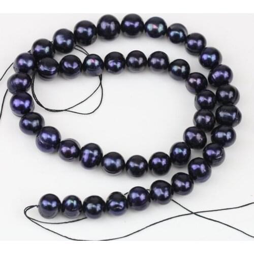DIY Loose Pearl Jewellery,9-10mm Black Color Real Freshwater Pearl Loose Beads,15inches One Full Strand