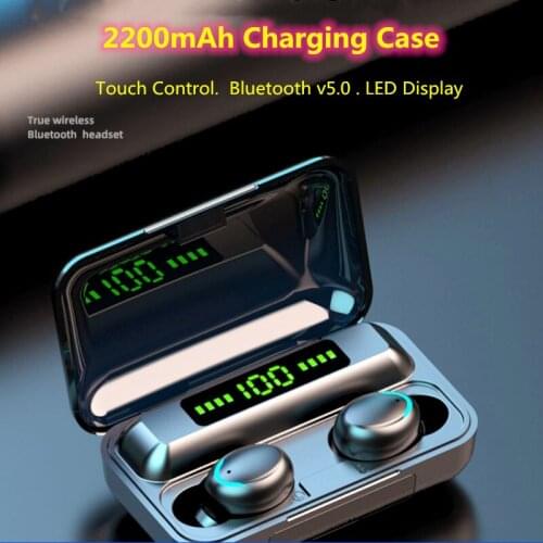 F9-02 TWS Bluetooth 5.1 Earphone 2200mAh Charging Case Wireless Headphone 9D Stereo Sports Waterproof Earbuds Headsets VS M10