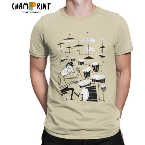 Mens Play That Beat T Shirt Drums Retro 100% Cotton Clothes Casual Short Sleeve Crew Neck Tees Party T-Shirts