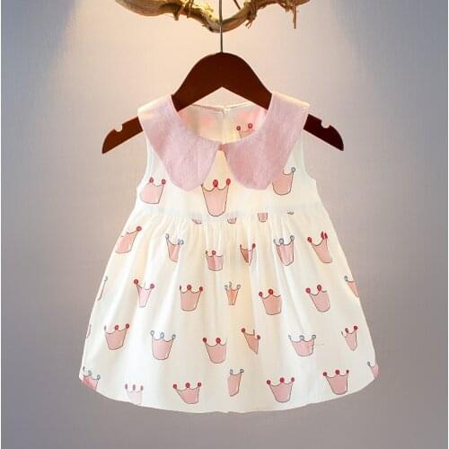 Summer Baby Dress Newborn Baby Girl Clothes Crown Pattern Cotton Childrens Clothes Infant Kids Clothing Party Princess Dress