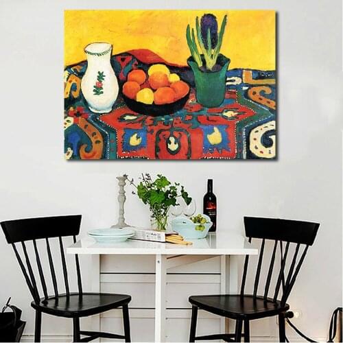 JQHYART Still Life Canvas Art Wall Pictures For Living Room August Macke Modern Hyacinths Carpet Painting Flowers Home Decor