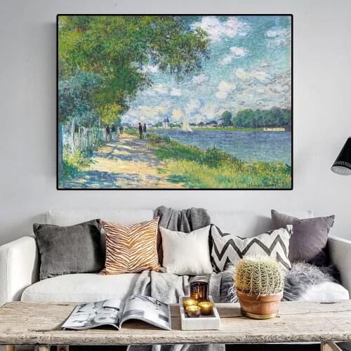 Impressionism Claude Monet The Seine At Argenteuil Oil Painting on Canvas Posters and Print Wall Art Picture for Home Decoration