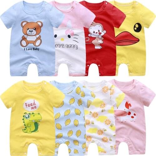 2021 Cheap Cotton Baby Romper Short Sleeve Baby Clothing One Piece Summer Unisex Baby Clothes Girl and Boy Jumpsuits Dinosaur