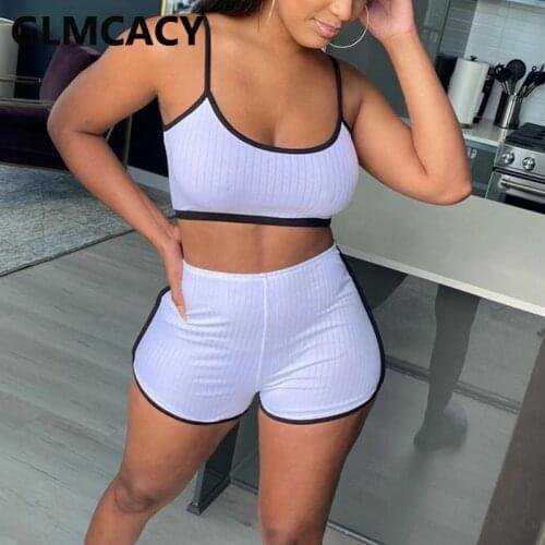 Women Casual Summer Sport Fitness Running Outfit Female Suit Sleeveless Top and Shorts Two Pieces Suit
