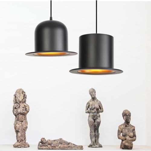 AC110-220V antique black Chaplin hat pendant lamp Lights Living/dining room/Edison Simple metal cap shade cover aluminium Light