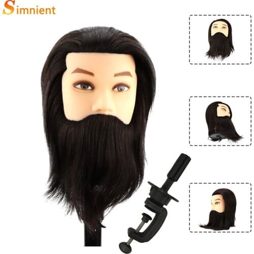 Simnient Male Mannequin Head With 100%Really Human Hair For Practice Hairdresser Cosmetology Training Doll Head For Hair Styling