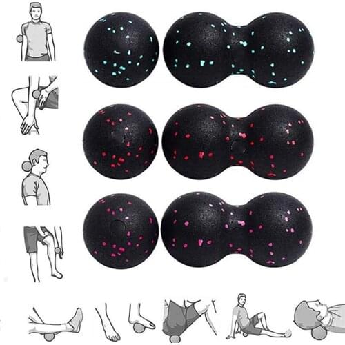 Ship Now) 2Pc Peanut Fitness Massage Ball Set Double Lacrosse Mobility Ball for Myofascial Physical Therapy Deep Tissue Massage