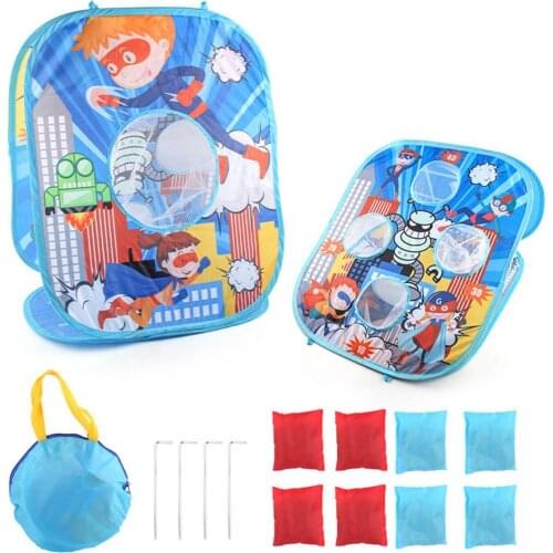 Bean Bag Toss Game Set Kids Game Toys Set Automatic Pop-up Board With Corn Hole With Nails Folding Handbag Throwing Game