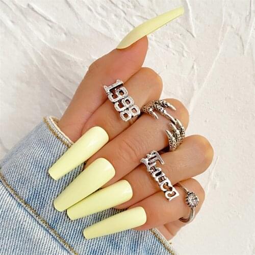 IPARAM Punk Metal Geometric Joint Ring Set Fashion Retro Animal Paw Letter Alloy Knuckle Ring 2021 Trend Gothic Jewelry Gift