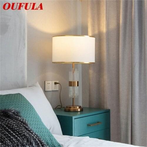 OUFULA Table Lamp Contemporary LED Crystal Gold Desk Lighting Decorative for Home Bedroom